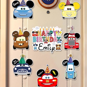 Personalized Cars Pixar Magnets, Lightning Mcqueen Car Magnets,Cruise Door Magnets Birthday,Disney Cruise Birthday Magnet,Dcl Cruise Magnets