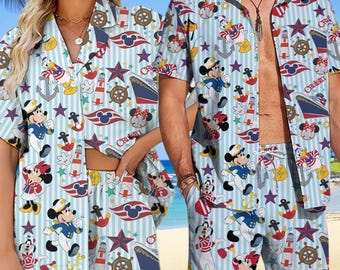 Disney Cruise Hawaiiaans shirt, Mickey en vrienden Hawaiiaans shirt, Disney zomershirt, cruisereis 2025 shirt, Disney Family Cruise shirts