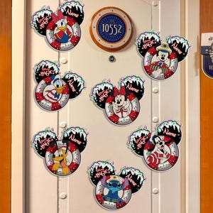 Personalized Mickey & Friends Very Merrytime Cruises Disney Christmas Cruise Magnet, Disney Cruise Door Magnet, Family Cruise Magnets