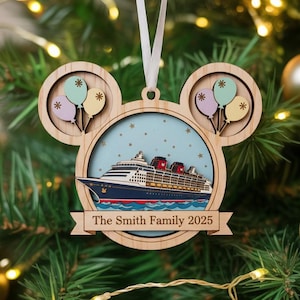 パーソナライズされたファミリークルーズオーナメント、ファミリーディズニークルーズ記念品、ディズニークルーズ船オーナメント、ファミリーバケーションオーナメント