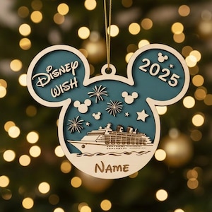 Personalized Disney Wish Cruise Ornament, Custom Cruise Ship Ornament, Family Disney Cruise Christmas Ornament, Family Vacation Keepsake