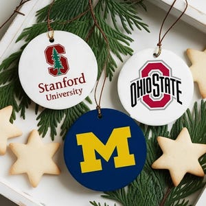 Personalized College Ornament, Graduation Ornaments, University Freshmen Ornaments, Ceramic Ornaments, Custom Logo Ornament