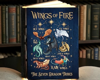 Wings Of Fire Dragons Booklamp, Queen Of Pyrrhia Night Light, Nightwings Seawings Icewings Lighter, Dragon Lover Gift, Queen of Pyrrhia Lamp