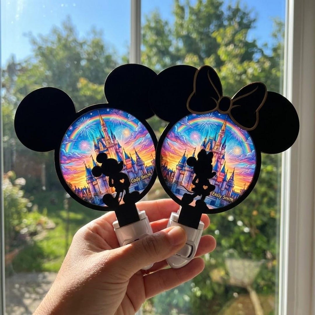 Personalized Mickey & Minnie Night Light, Custom Name Mickey