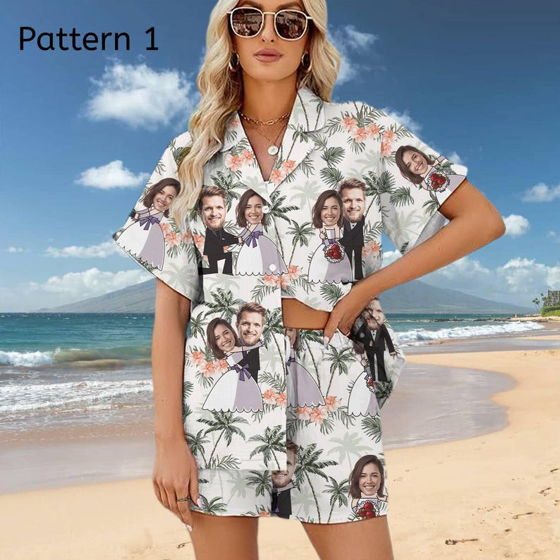 Custom Wedding Hawaiian Shirt With Face, Hawaiian Photo Shirt, Couple ...