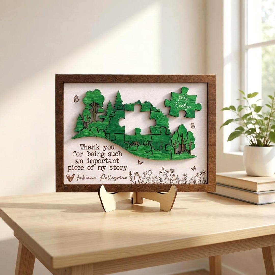 Personalized Teacher Gift Wooden Puzzle Sign, Custom Teacher Name Sign ...