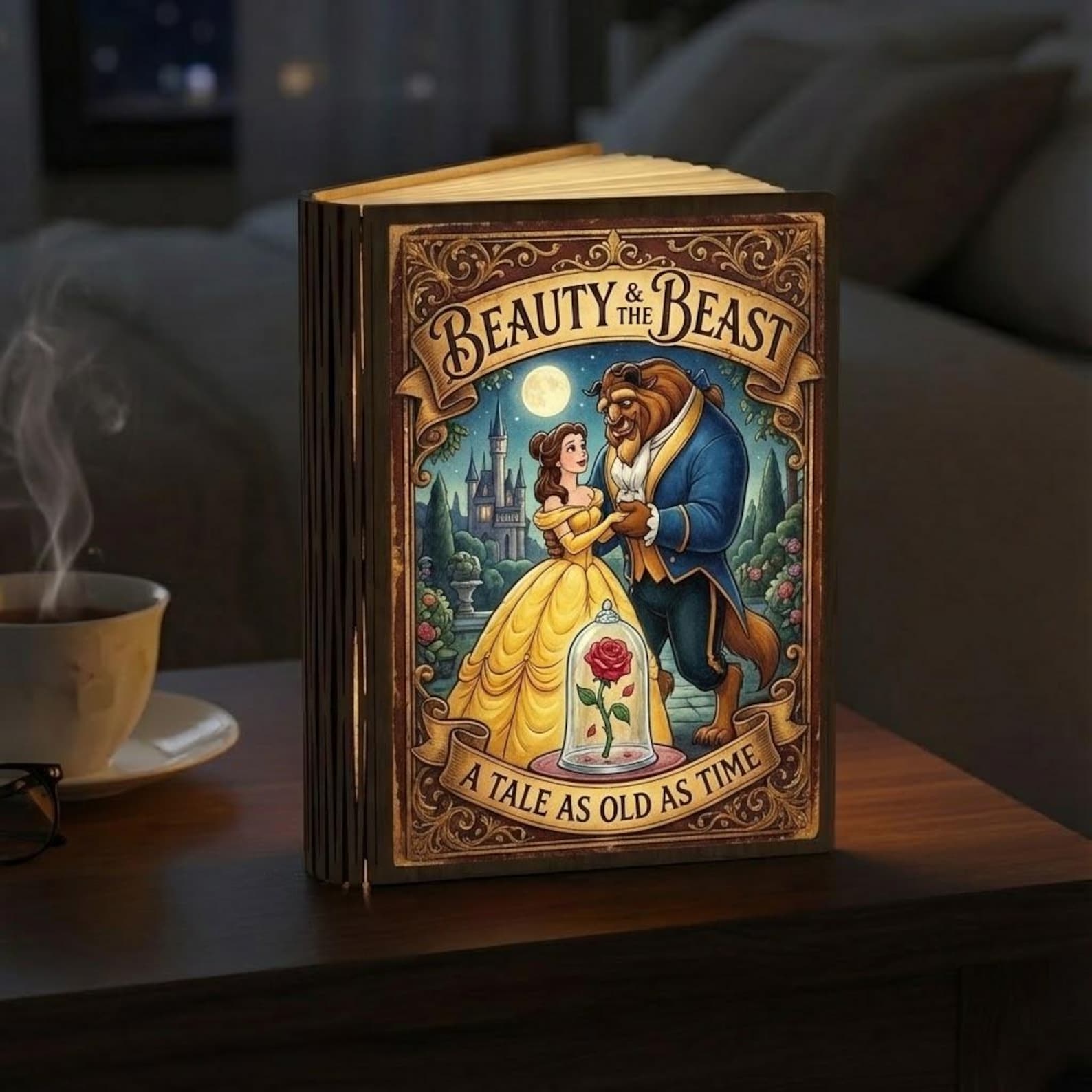 Beauty and the Beast Book Lamp, Tale as Old as Time Folding LED Light ...