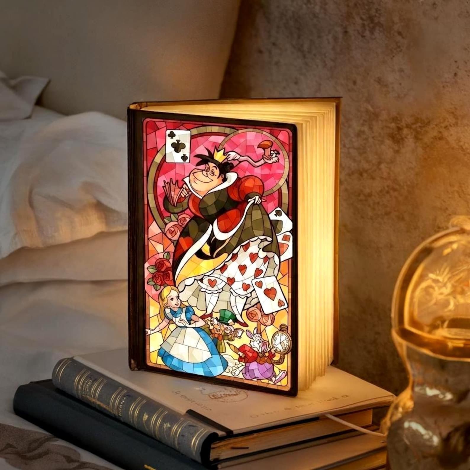 Disney Alice in Wonderland Book Lamp, Art Nouveau Style Night Light