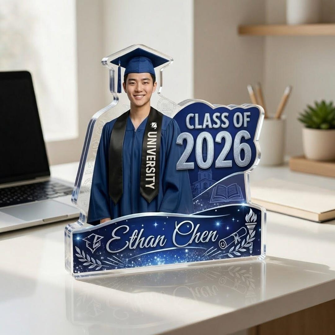 Grad Plaque Personalized Graduation Acrylic Plaque With Photo for Him, Class of ...