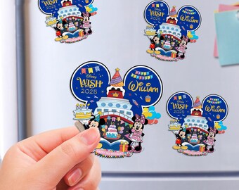 Personalized Disney Cruise Birthday Magnet, Mickey and Minnie Magnet, Disney Cruise Door Magnet, Happy Birthday Magnet, Family Trip Magnets