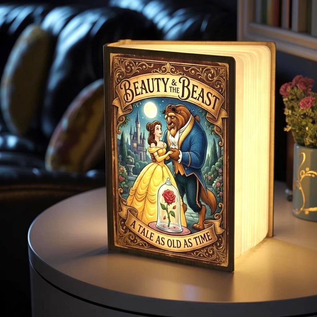 Beauty and the Beast Book Lamp, Tale as Old as Time Folding LED Light ...