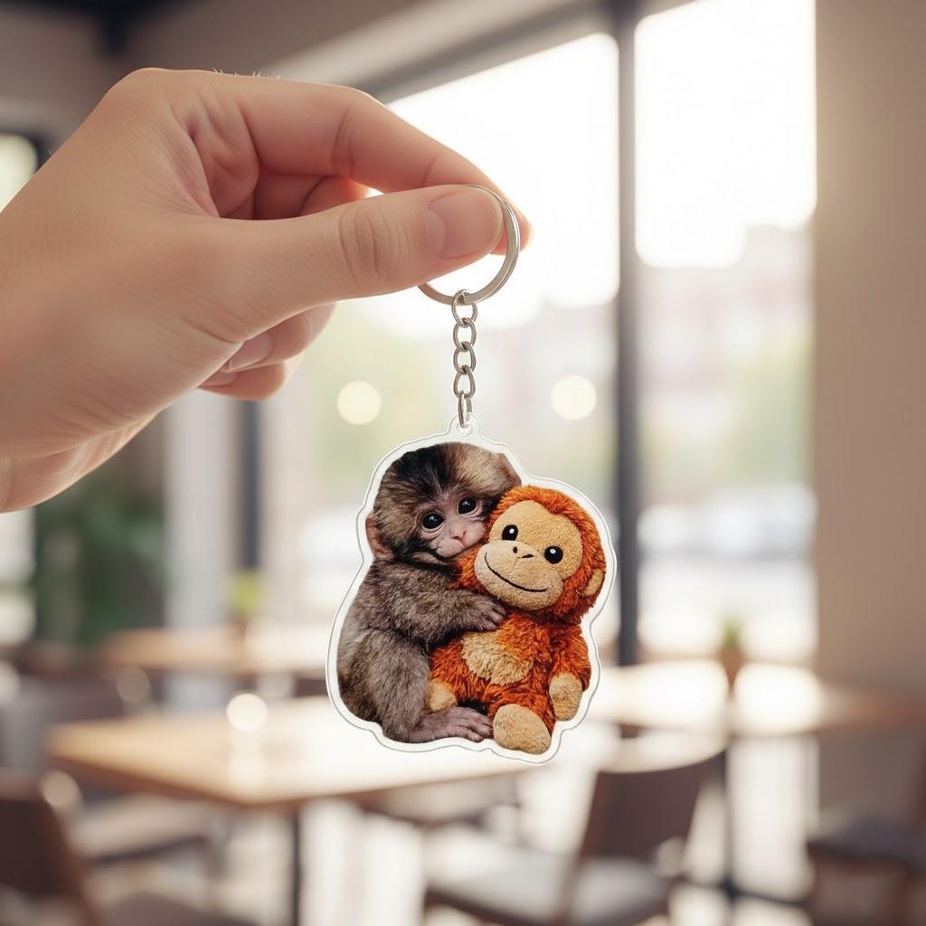 Punch Monkey Acrylic Keychain, Viral Sad Monkey Acrylic Keychain, Punch ...