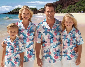 Camisa hawaiana de Stitch, Camisa de verano de Stitch, Camisa de Stitch de Disney, Camisa de botones de Stitch, Camisa playera de Disney, Camisa hawaiana tropical de Stitch
