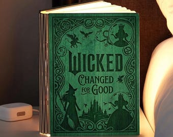 Wicked Book Lamp, Change For Good Folding Book Lamp, Wizard Night Light, Wicked Emerald City Reading Lamp, Wicked Fan Gift