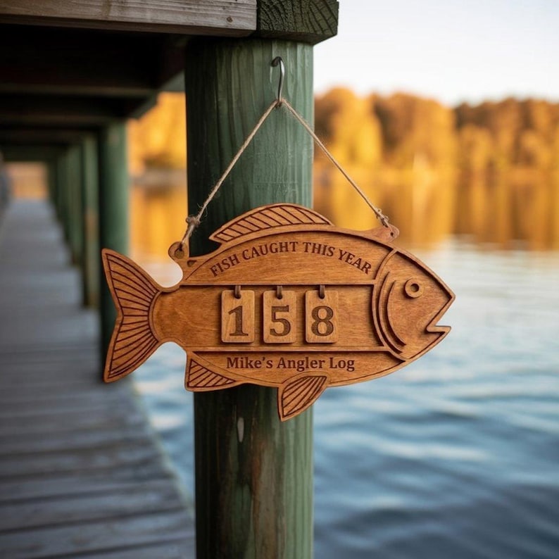Personalized Fish Shape Tracker Sign, Fish Caught This Year Counter ...