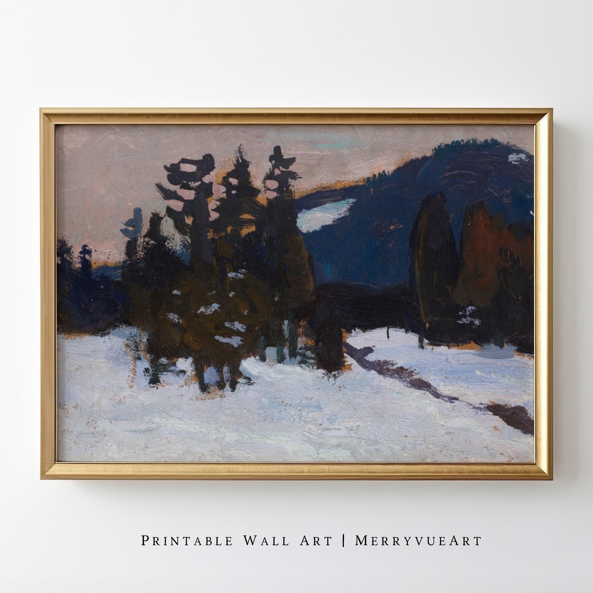 Snowy Artful Print | Winter Vintage Wallart Decore | W1019 - Etsy