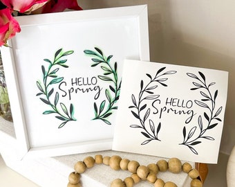 Hello Spring Wreath Vinyl Decal