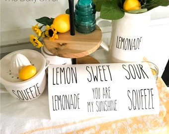 Lemon Rae Dunn Inspired Decals | Lemon, Lemonade, Sweet, Sour, You are my Sunshine, Squeeze