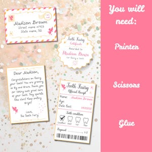 Printable Tooth Fairy Keepsake Kit Letter Template Lost Tooth Certificate Receipt Set Kids Tooth Record For Parents Add Magical Touch Instant Download Easy Print Diy Craft Fun Activity Perfect Gift Childrens Tooth