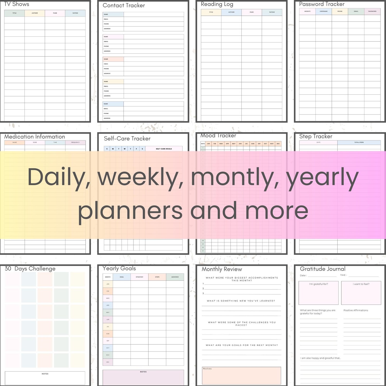 ADHD Planner for Adults Pastel Colors Digital Pages Printable Password ...