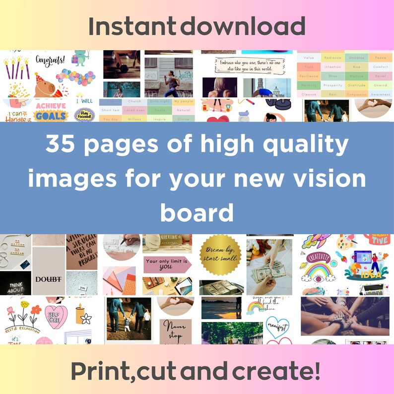 2026 Vision Board Printable Affirmation and Motivation Quotes for 2026 ...