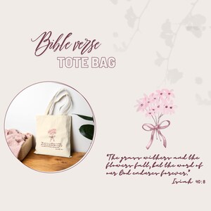 Floral Christian Tote Bag – Isaiah 40:8 Bible Verse, Faith Gift