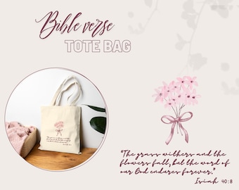 Floral Christian Tote Bag – Isaiah 40:8 Bible Verse, Faith Gift
