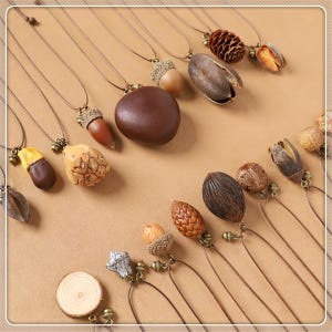 Forest natural plant fruit necklace acorn pendant naturally grown literary niche hand-woven girl accessories original real fruit necklace