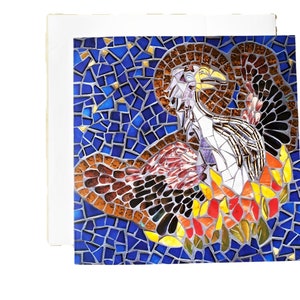 Phoenix Mosaik Grußkarte - Einzigartige Mythische Kunst Grußkarte - innen blanko ~ Rising from the Ashes ~ Vogelkonstellation des Südens