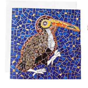 Biglietto d'auguri vuoto con tucano colorato - Biglietto con mosaico di uccelli tropicali per ogni occasione - Uccelli del Sud ~ Biglietto con uccelli esotici ~ Biglietto con costellazioni
