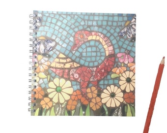 Goose notebook ~ 40 blank pages ~ Square ~ Spiral-bound book ~ Original mosaic at National Museum of Scotland ~ Goose gift ~ Gift under 10