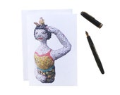 MAVIS mosaic lady / woman image printed on blank card ~ Quirky notecard ~ Mother’s Day card ~ all occasions ~ Beryl Cook inspired card