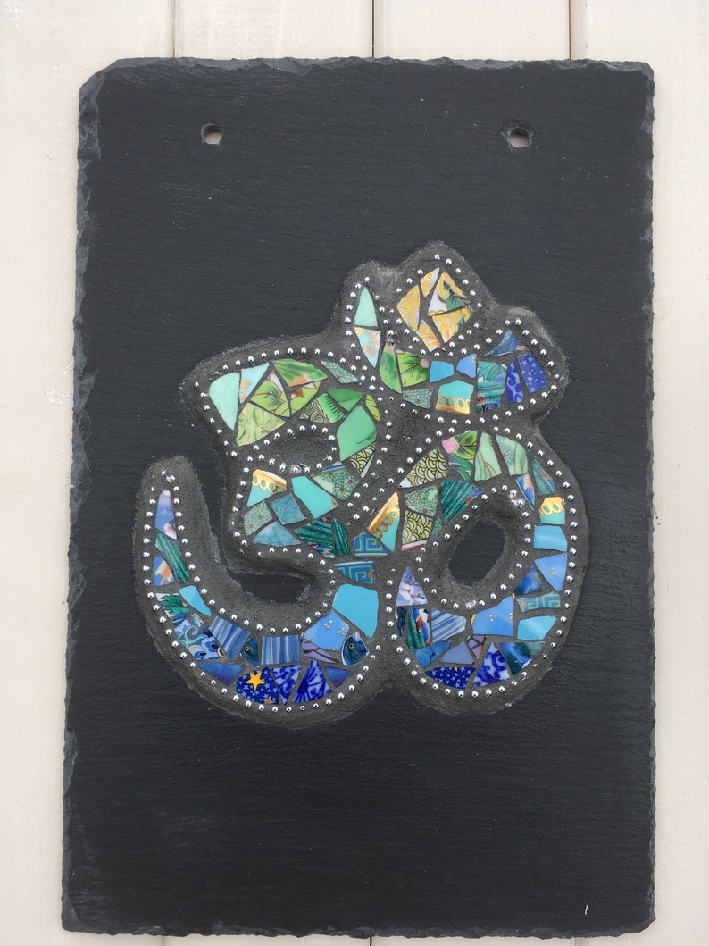 Om Symbol Mosaic Made From Recycled Materials Made To Order Etsy