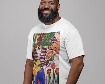 Jazz man with guitar, Unisex Champion T-Shirt