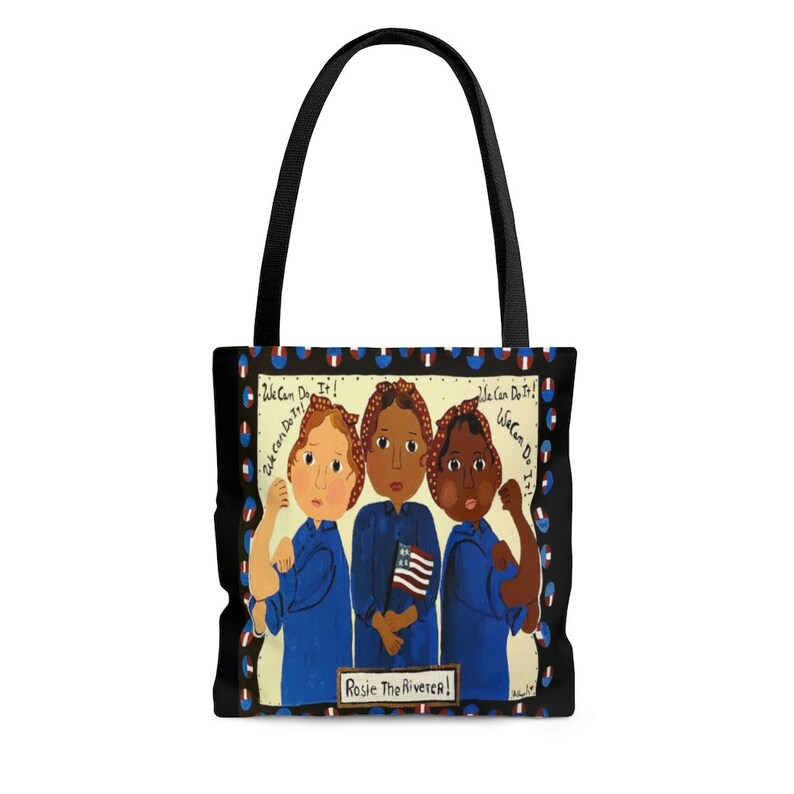black Rosie the Riveter AOP Tote Bag