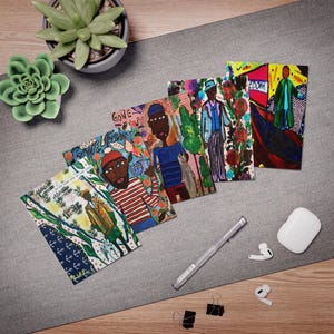 Biglietti di auguri, Gone Fishin' Design African American Art 5-Pack, Compleanno, Festa, Celebrazione, Personalizzabile, Meeka Ink