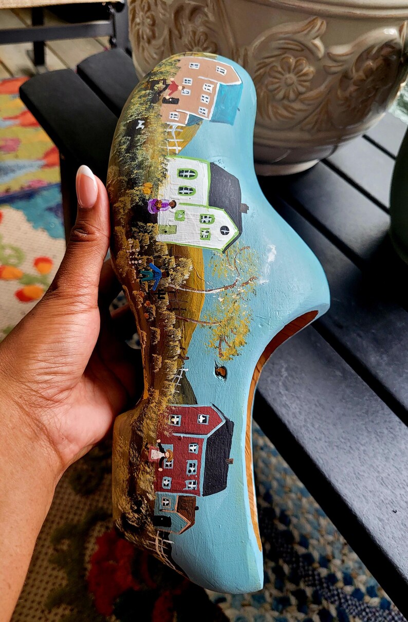 Upcycled Wooden Swedish Clog, Handpainted African American Folk Art ...