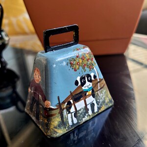 Square Rusted Cowbell Vintage Metal Bell Handpainted With Rusted Farmhouse Cow Scene - Etsy