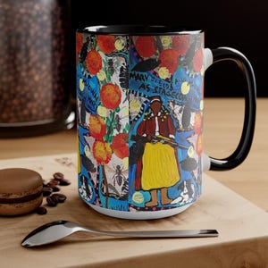Accent Mug: Stagecoach Mary Black Cowboy Culture Heritage Coffee Cup, Western Cowgirl Sheriff Tea Mug, Meeka Ink Afrocentric Kitchen Decor,