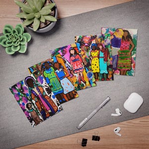 Greeting Cards, Friends Make Everything Better, African American Folk Art, Set of 5, Blank Inside image 5
