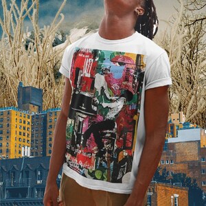 Jazz Piano Meets City, Unisex Champion T-Shirt