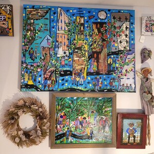 Vintage Inspired Mixed Media Modern Folk Art Painting image 7