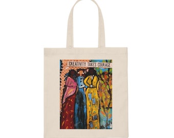 Creativiteit vergt moed, canvas tote bag