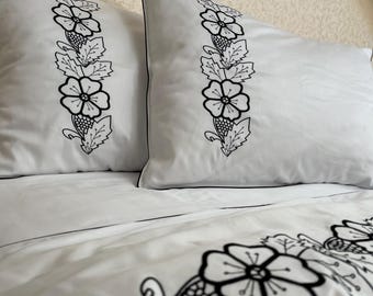 White Cotton Bedding Set, King Duvet Cover with Bed Sheets, Soft Boho Cotton Bed Linen, Bedroom Decor, Gift for Family or Mother’s Day