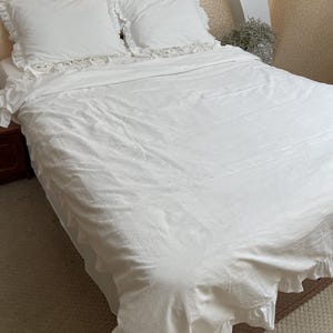 Princess Cotton Bedding Set, Beige Ruffle Duvet Cover for Girls, Lace Duvet Cover Set, Luxury Bedding Set, Bedding Aesthetics