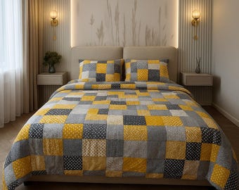 Juego de cama con estampado abstracto, sábanas de algodón suave, decoración minimalista y acogedora para dormitorio, edredón de franela geométrico, idea de regalo moderna para el Día de la Madre.