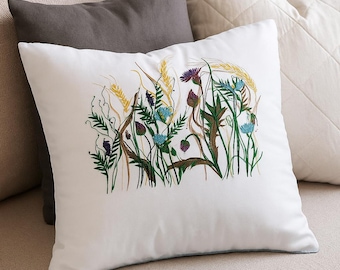 花柄刺繍 リネン クッションカバー フラワーガーデン刺繍装飾枕カバー、ハンドメイドクッションカバー、花