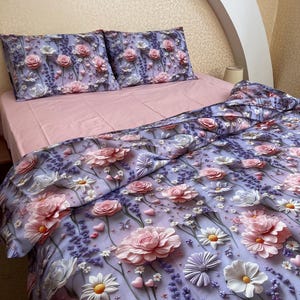 Shabby Chic Bettwäsche. Vintage Floral Bettbezug Queen .pastell creme rosa Rosen . oversize Bettbezug Super King 120x120 120x98 Nurdanceyiz