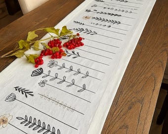 Runner da tavola in lino per tavolo da pranzo, decorazioni da tavola in stile rustico fatte a mano, tovaglie rustiche naturali per cucina e decorazioni natalizie