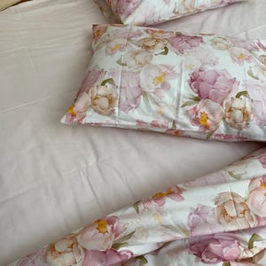 Shabby Chic Bettwäsche. Vintage Floral Bettbezug Queen .pastell creme rosa Rosen . oversize Bettbezug Super King 120x120 120x98 Nurdanceyiz